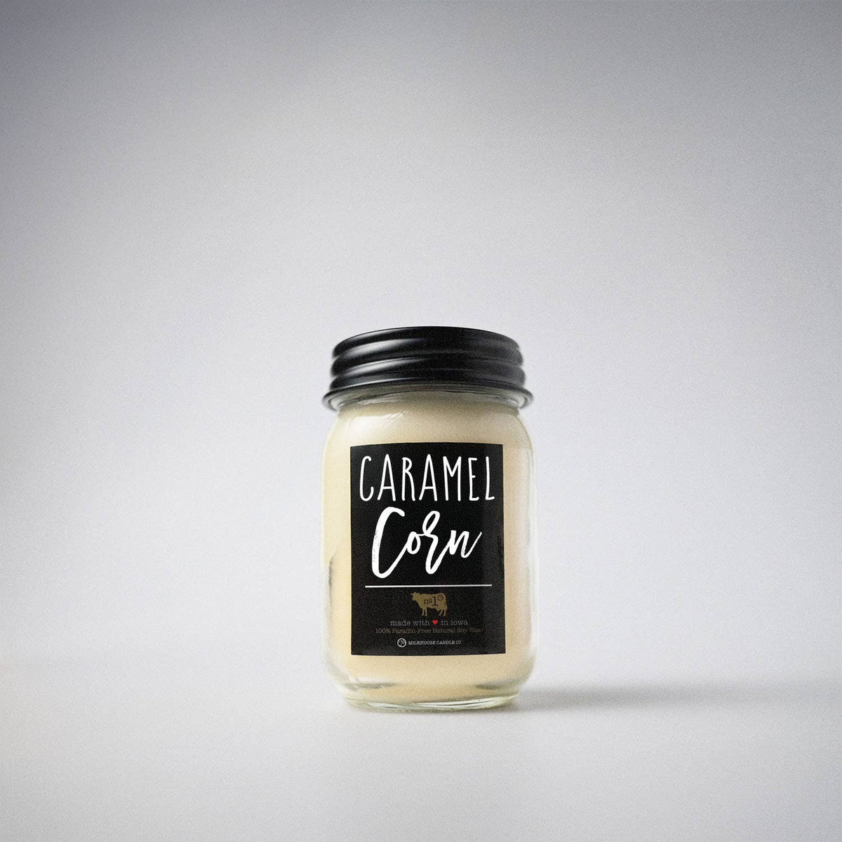 Milkhouse Candle Company - 13 oz Mason Jar Fall Candle: Caramel Corn