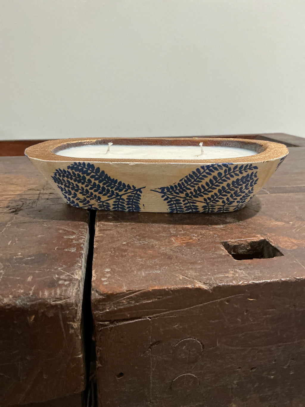 Soy Dough-Bowl Candle Navy-Lemon Verbena, Bergamot