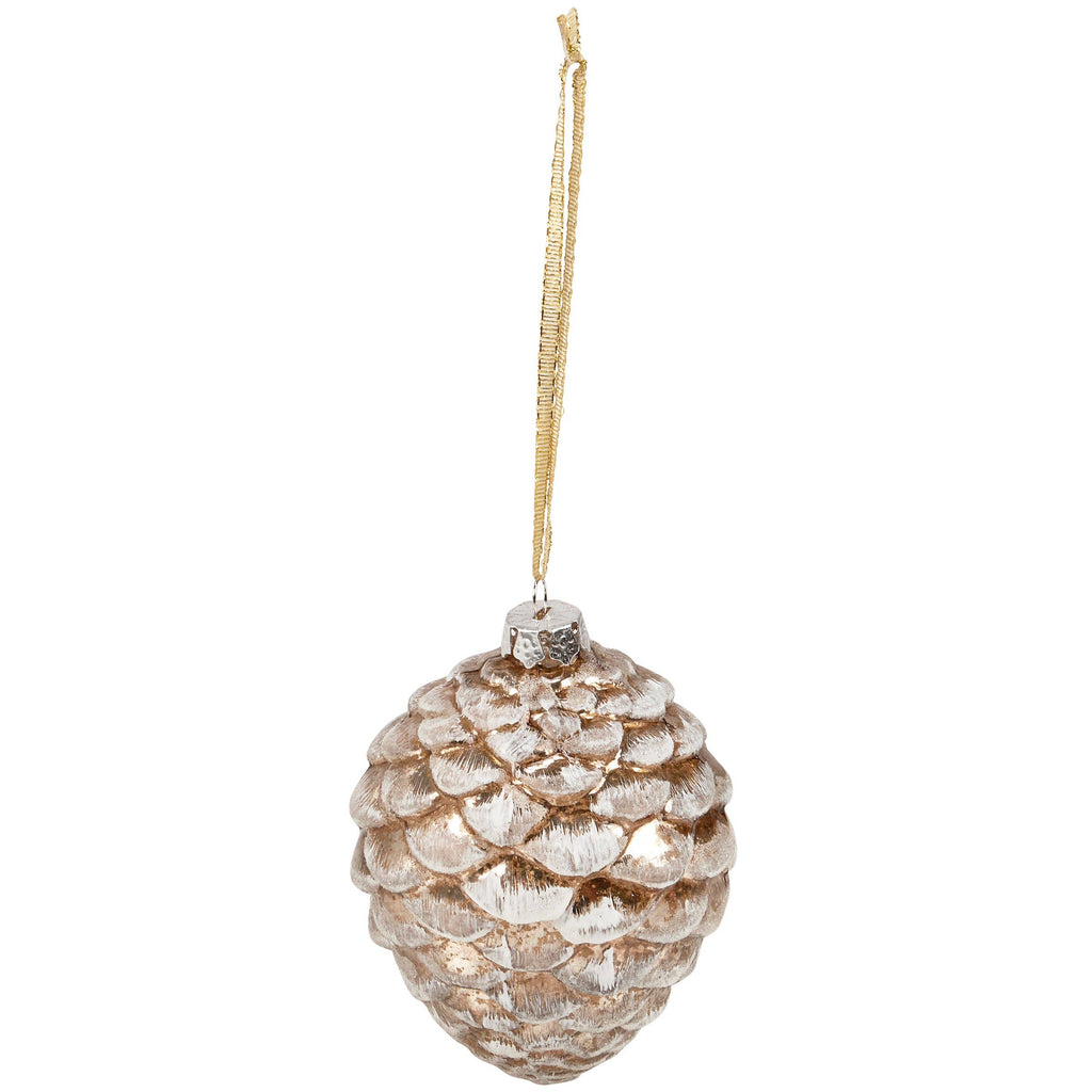 Primitives by Kathy - Glass Snowy Pinecone Christmas Ornament