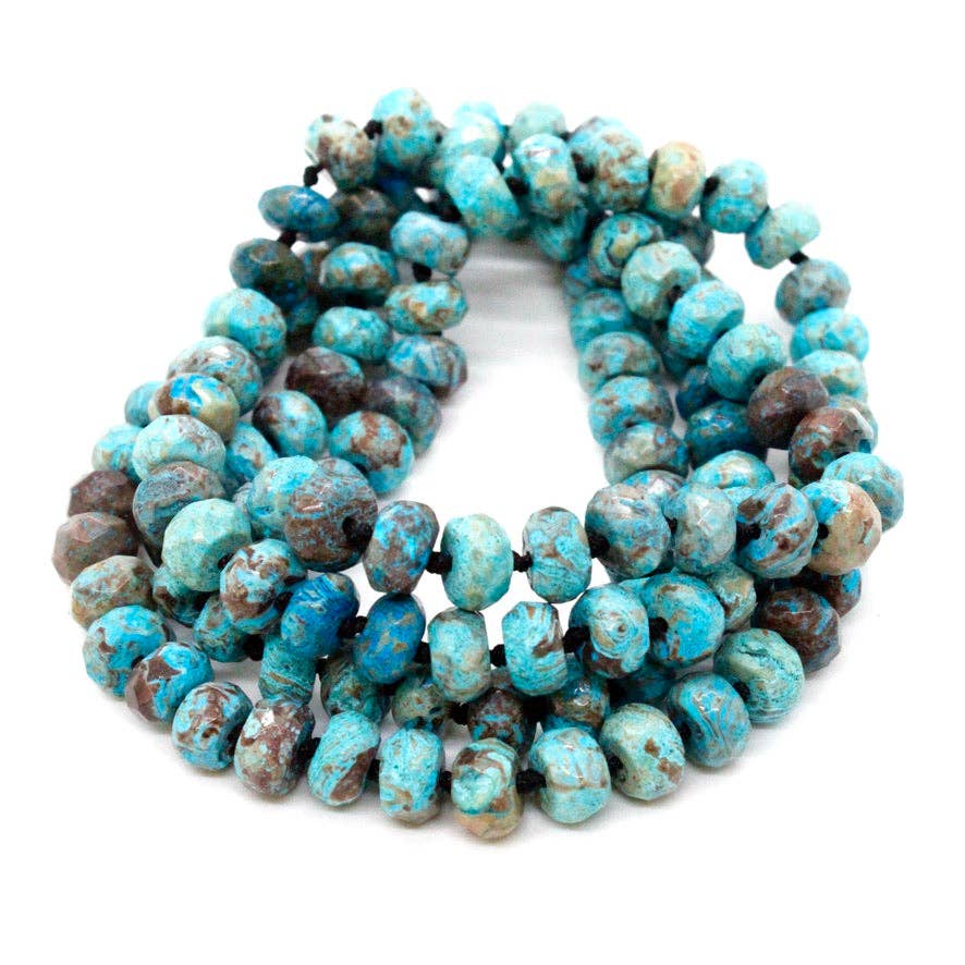 Hand-Knotted Long Faceted Jasper Beaded Necklace - NL-SSJP