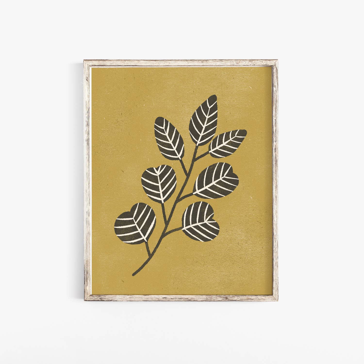 Wall Art Print Eucalyptus Branch - Black Mustard