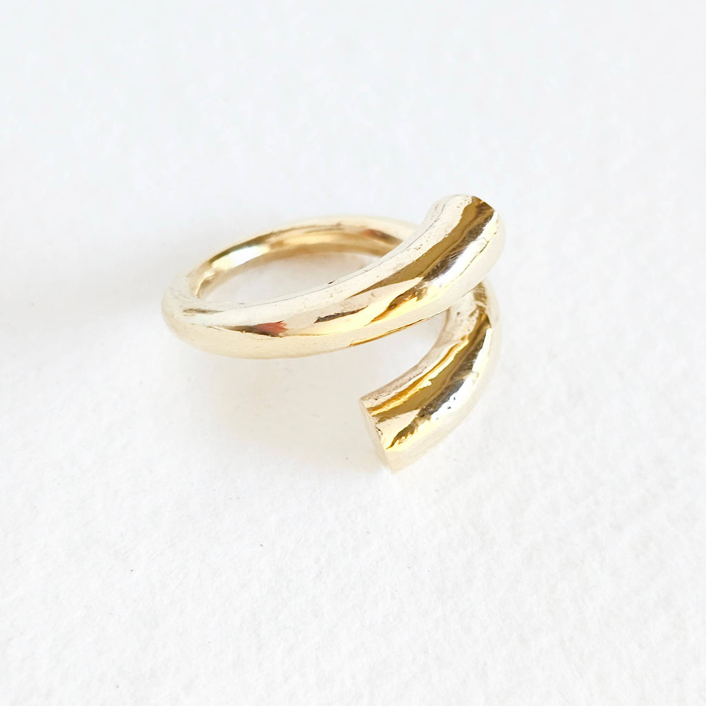 Brass ring wrap tapered adjustable handmade