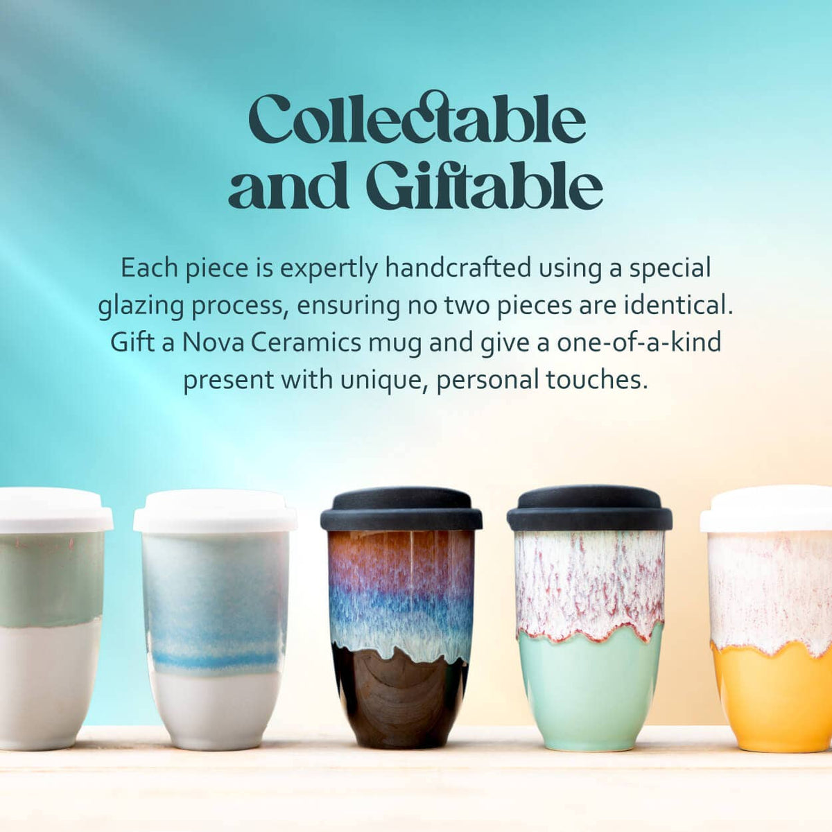 Nova Ceramics Travel Mugs - Cove Ceramic Travel Cup 12oz | Reusable Artisan Mug