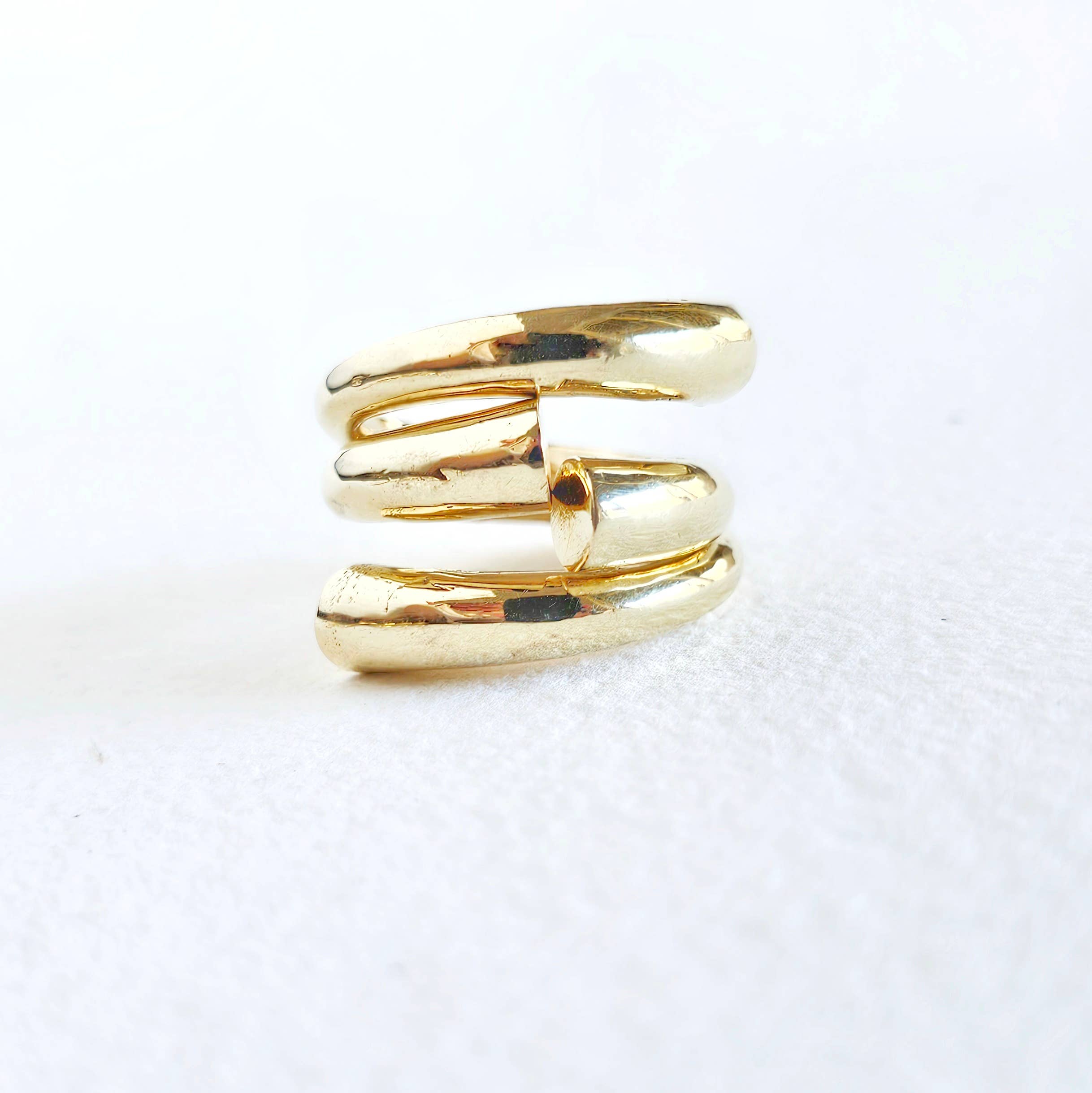 Brass ring wrap tapered adjustable handmade