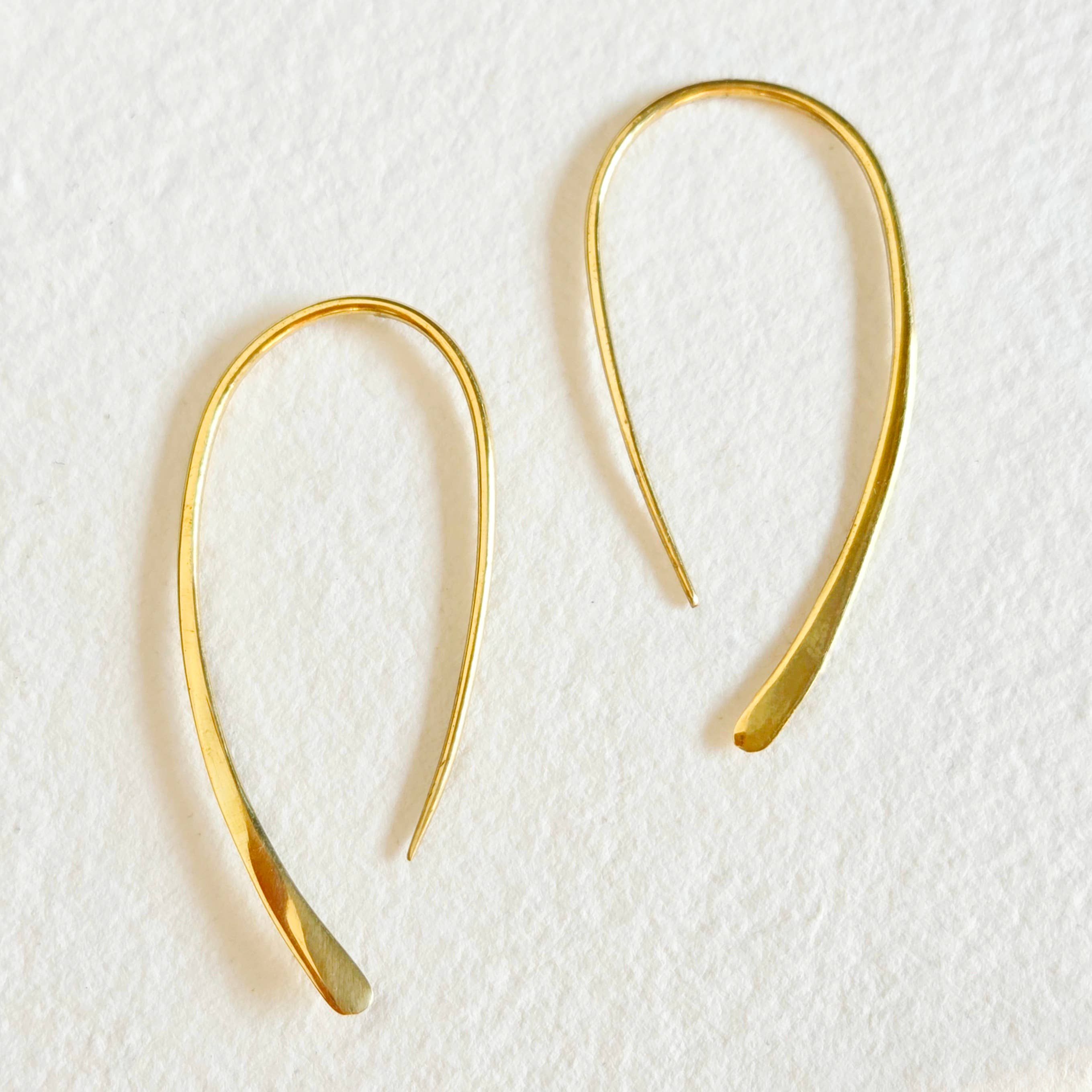Brass hoop wire earrings arc hoops