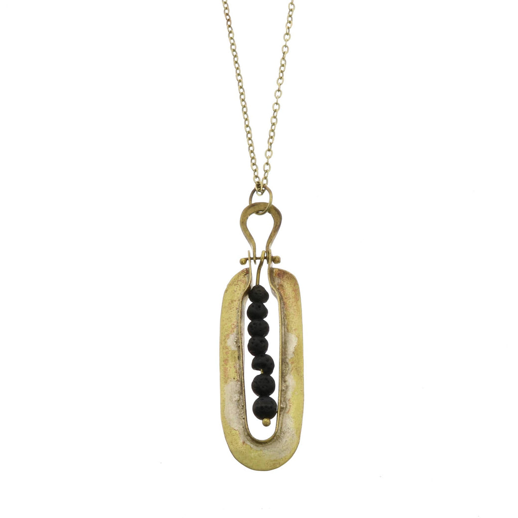 HomArt - Kona Brass Necklace - Lava Stones