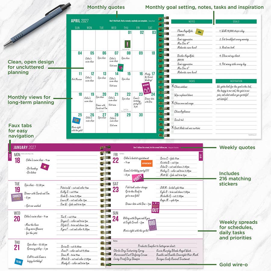 2027 All Week Long Medium Weekly Monthly Planner