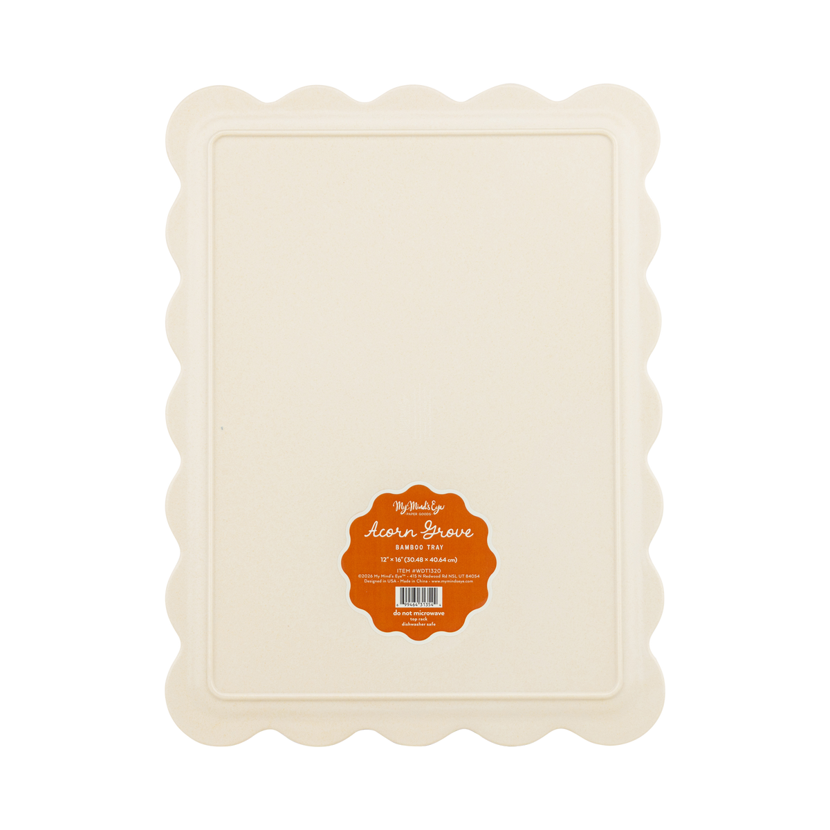 My Mind’s Eye - WDT1320 - Acorn Grove Scalloped Rectangle Bamboo Tray