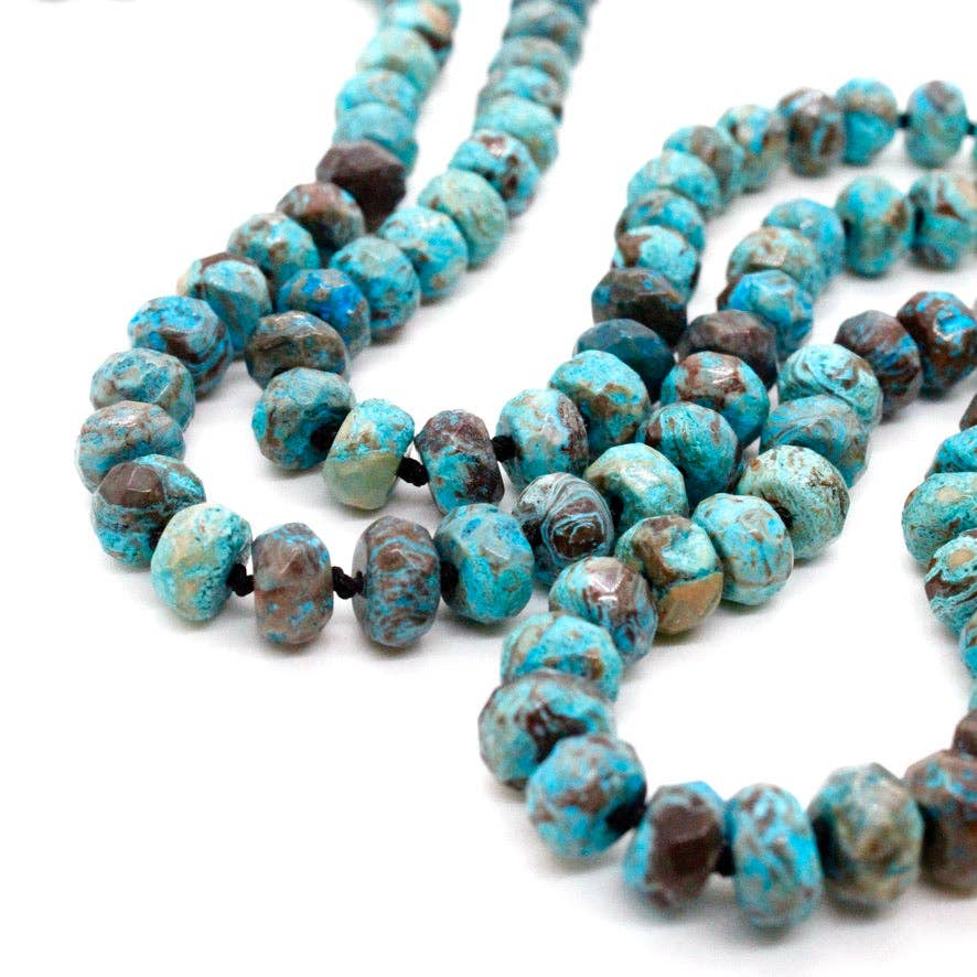 Hand-Knotted Long Faceted Jasper Beaded Necklace - NL-SSJP