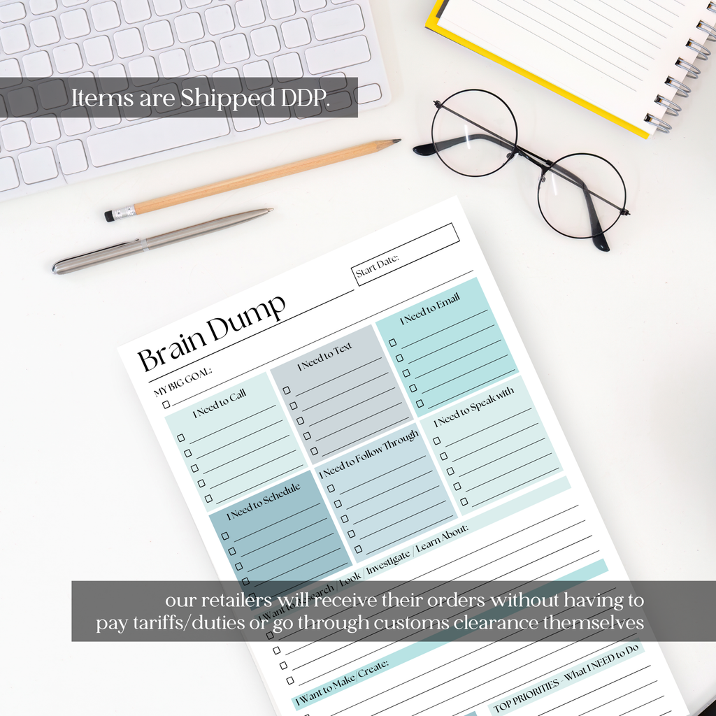 Brain Dump Notepad: Blue 50-Page Daily ADHD Planner