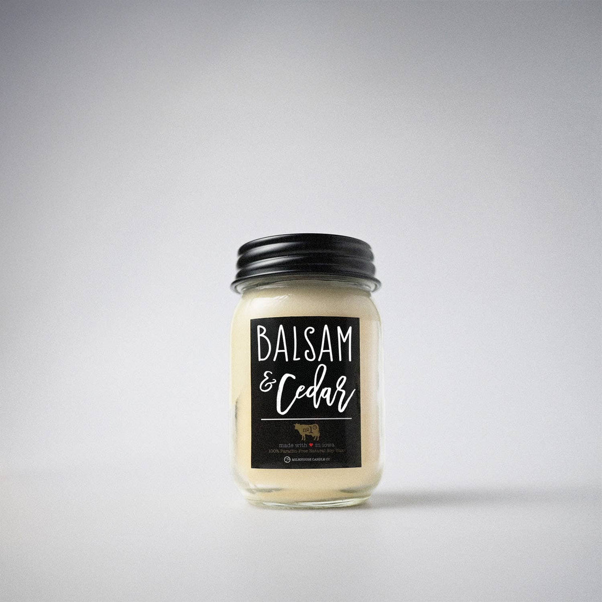 Milkhouse Candle Company - 13 oz Mason Jar Christmas Candle: Balsam & Cedar
