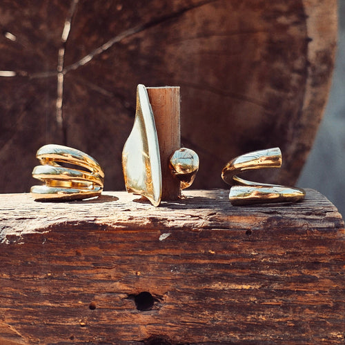 Brass ring wrap tapered adjustable handmade