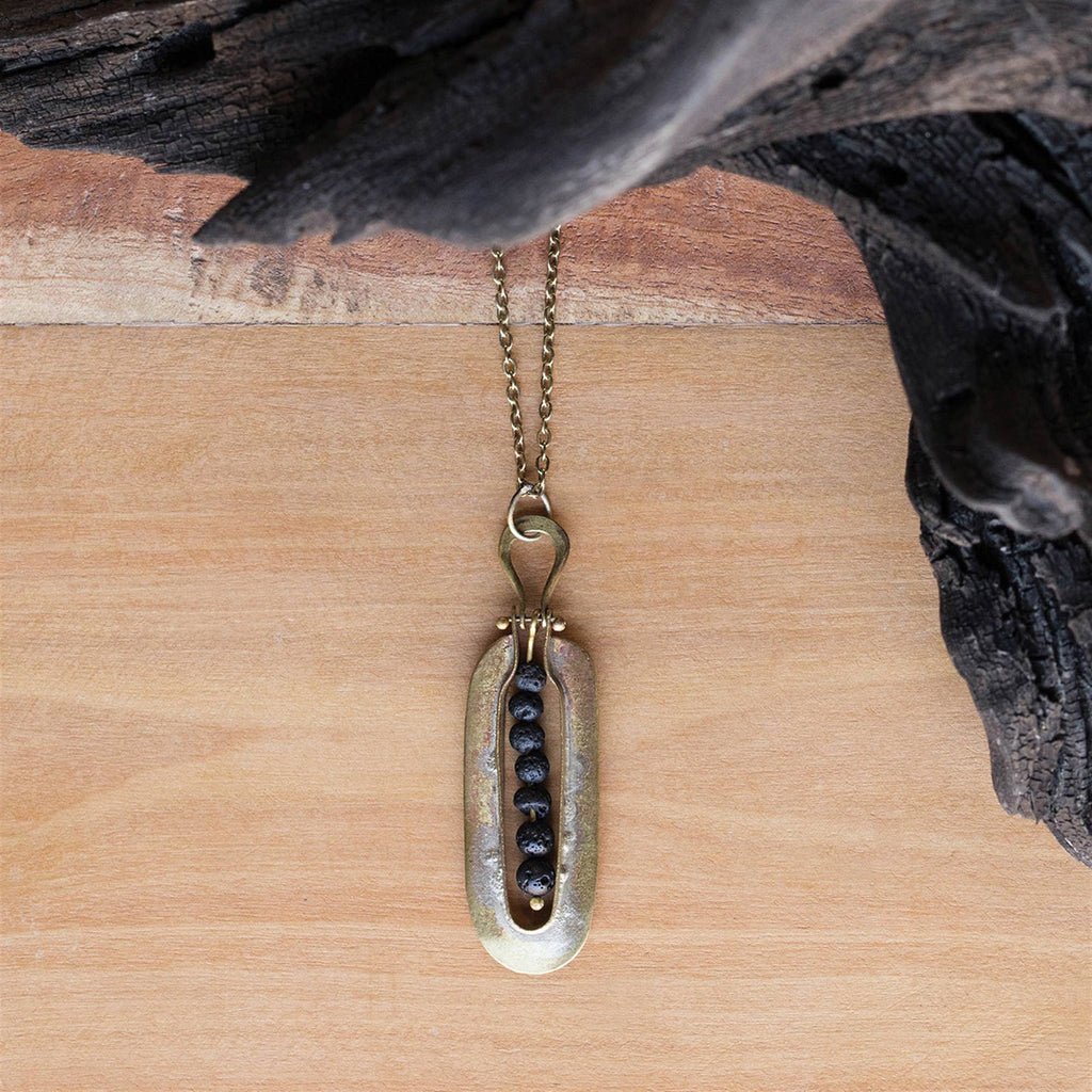 HomArt - Kona Brass Necklace - Lava Stones