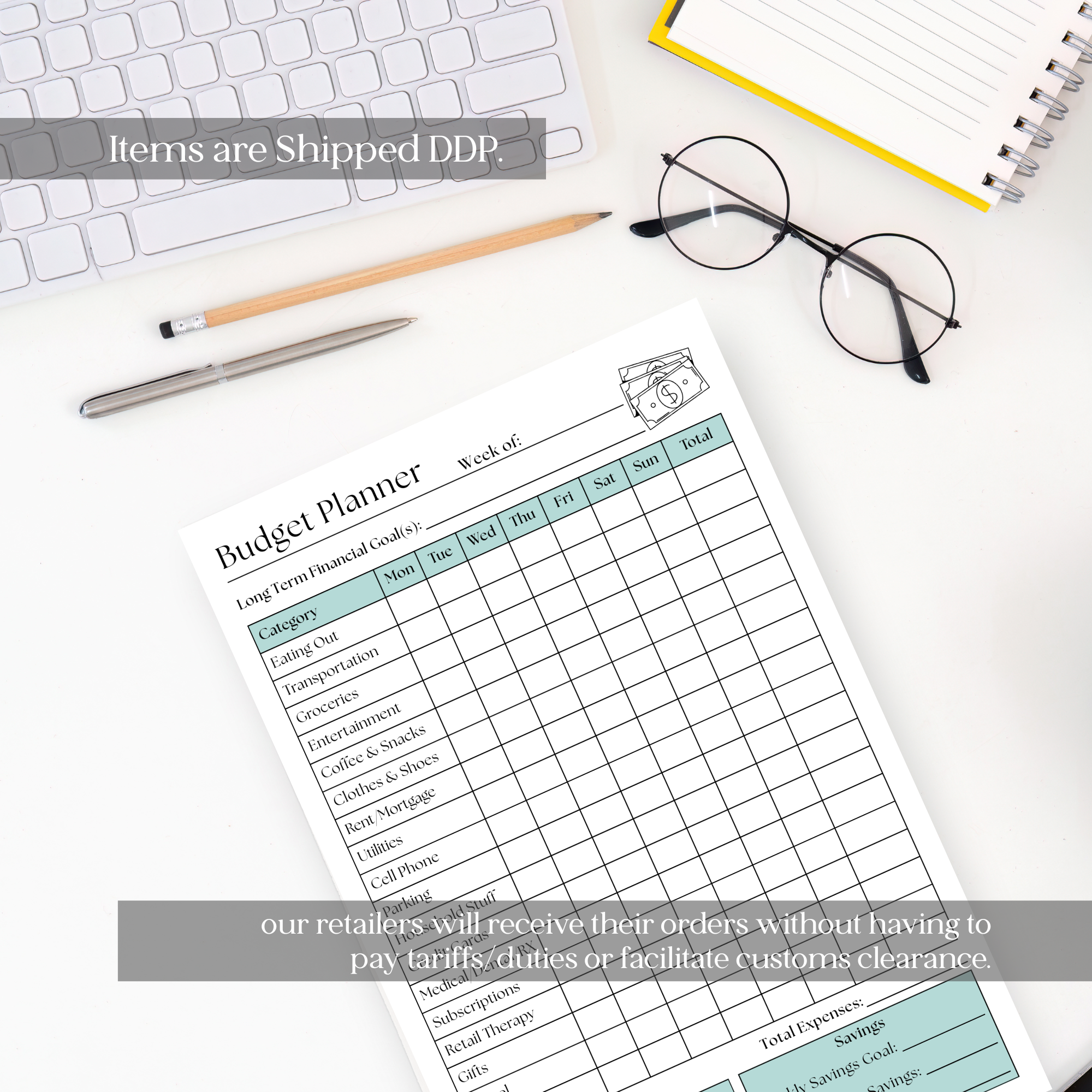 Weekly Budget Tracker: 50-Page Notepad