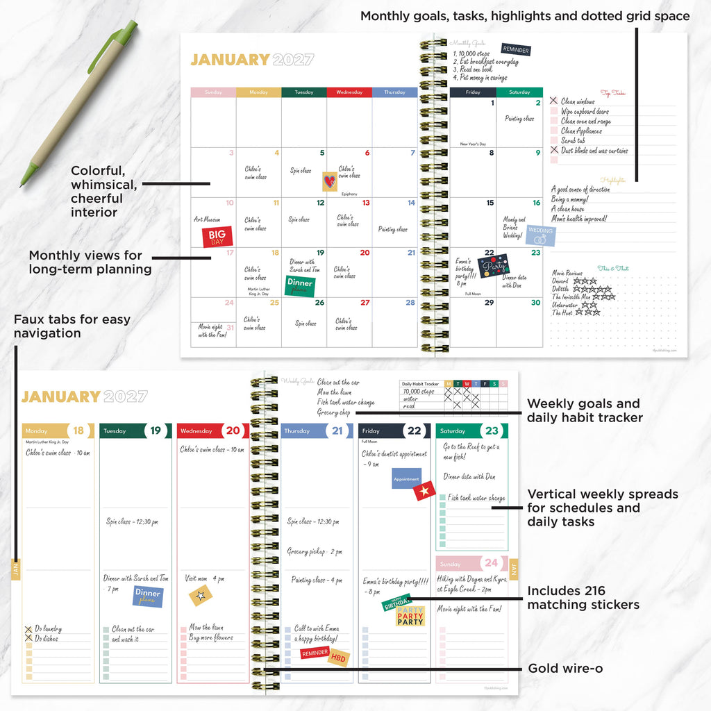July 2026 - June 2027 Yellow Linen Weekly Monthly Planner