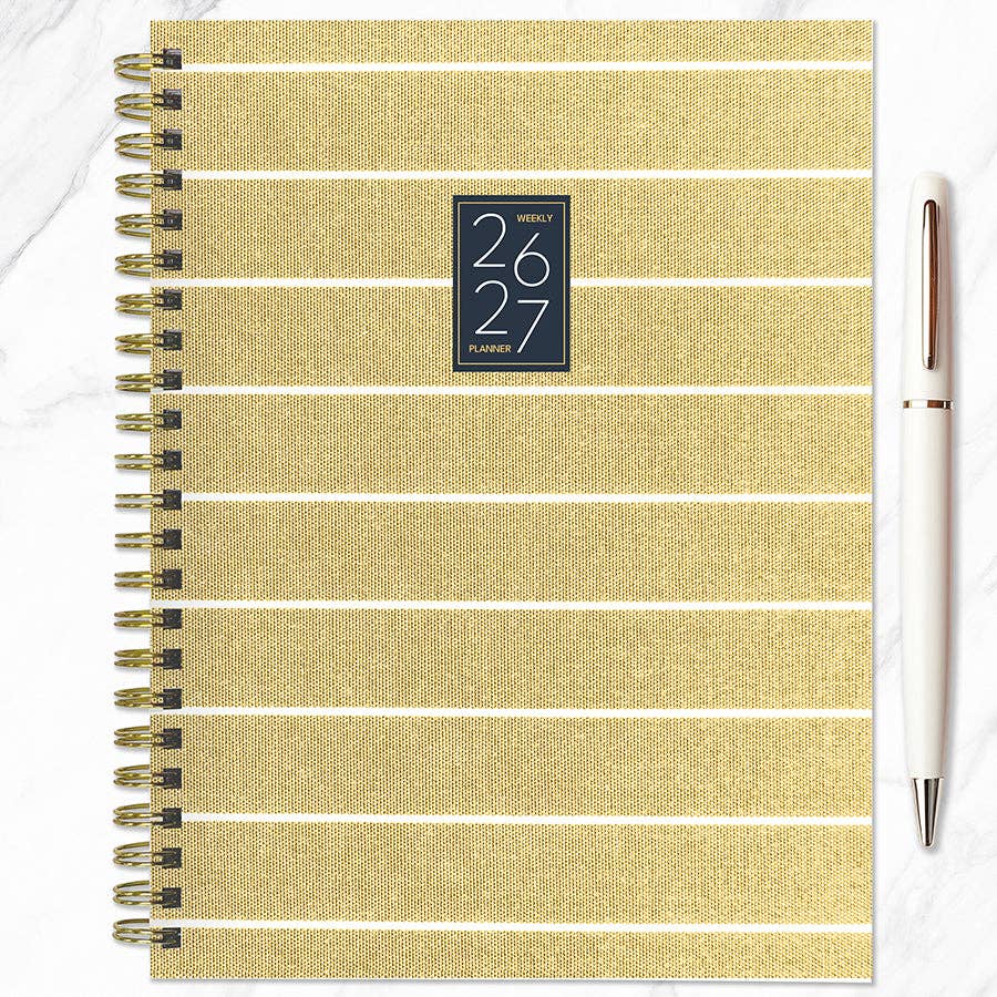 July 2026 - June 2027 Yellow Linen Weekly Monthly Planner
