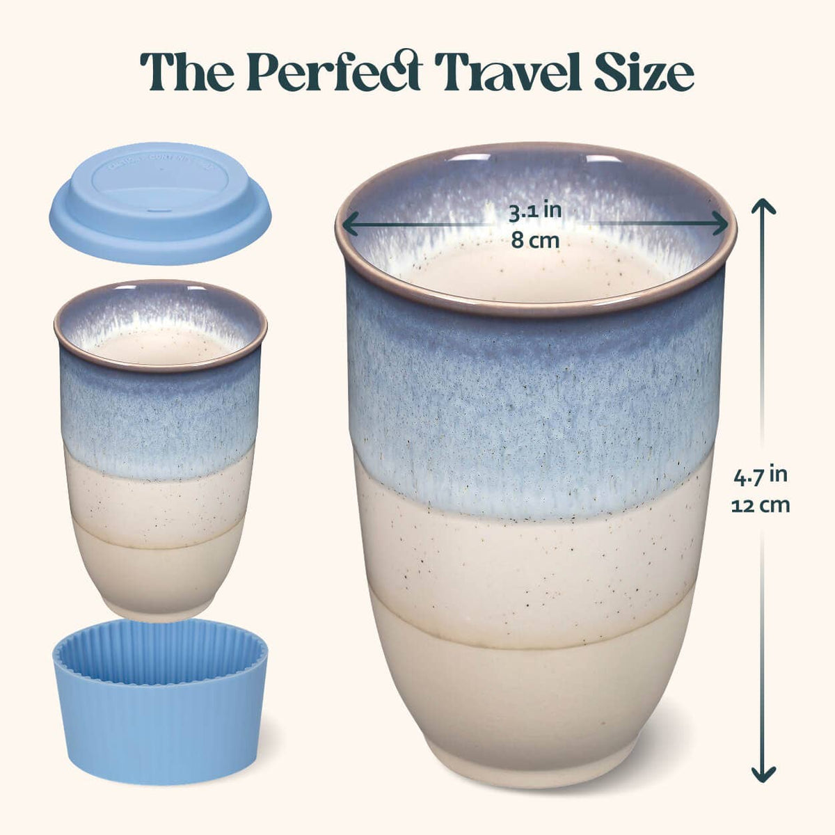 Nova Ceramics Travel Mugs - Cove Ceramic Travel Cup 12oz | Reusable Artisan Mug
