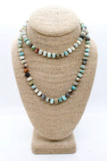 Hand-Knotted Long Faceted Amazonite Rondelle Bead Necklace - NL-AZ1