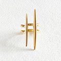 Solid brass double spike needle adjustable ring handcrafted