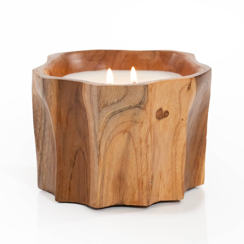 Petite Teak Organic Bowl Candle
