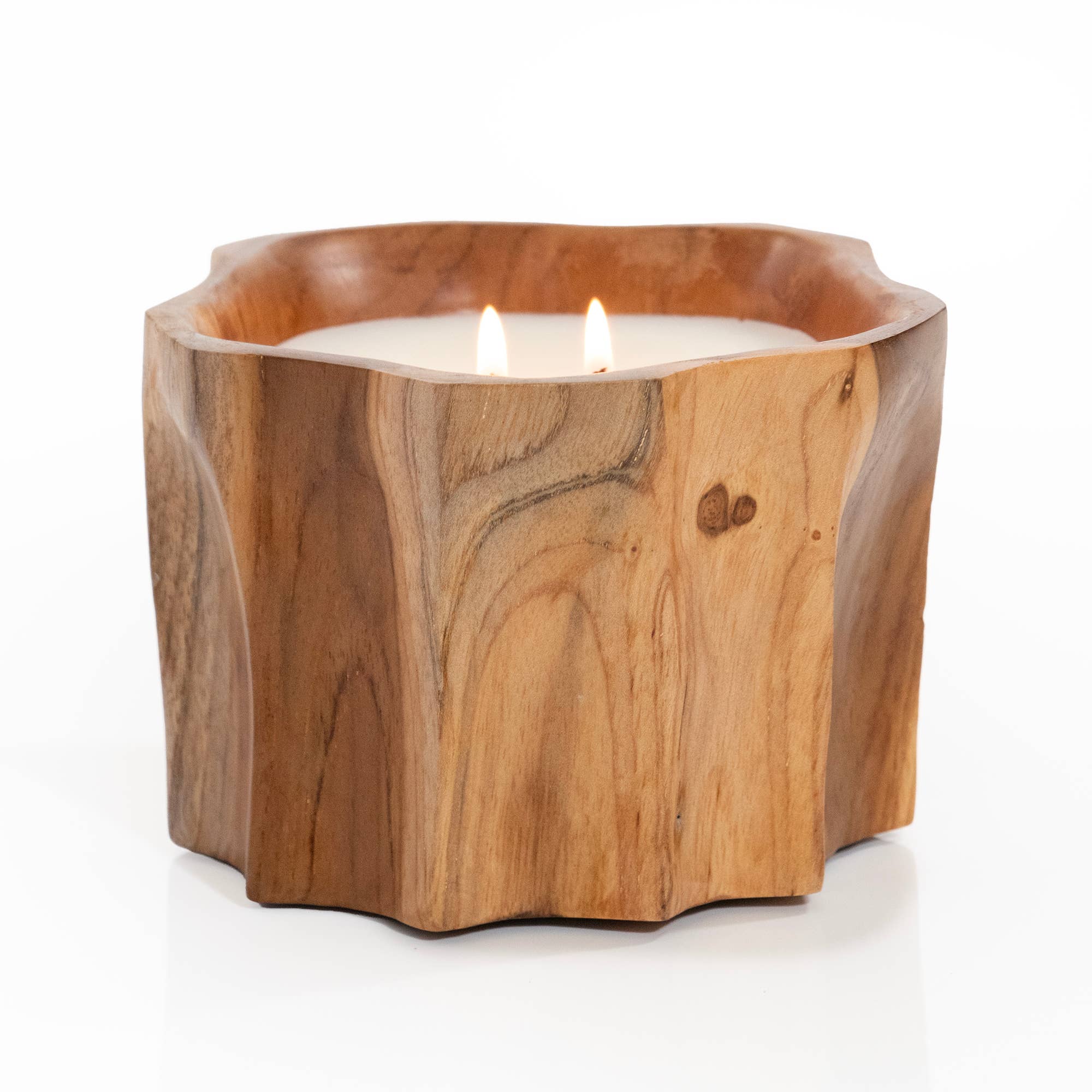 Petite Teak Organic Bowl Candle