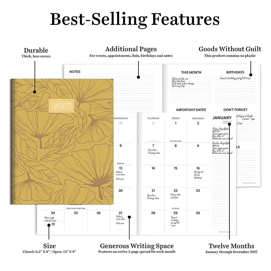 2027 Goldenrod Medium Monthly Planner