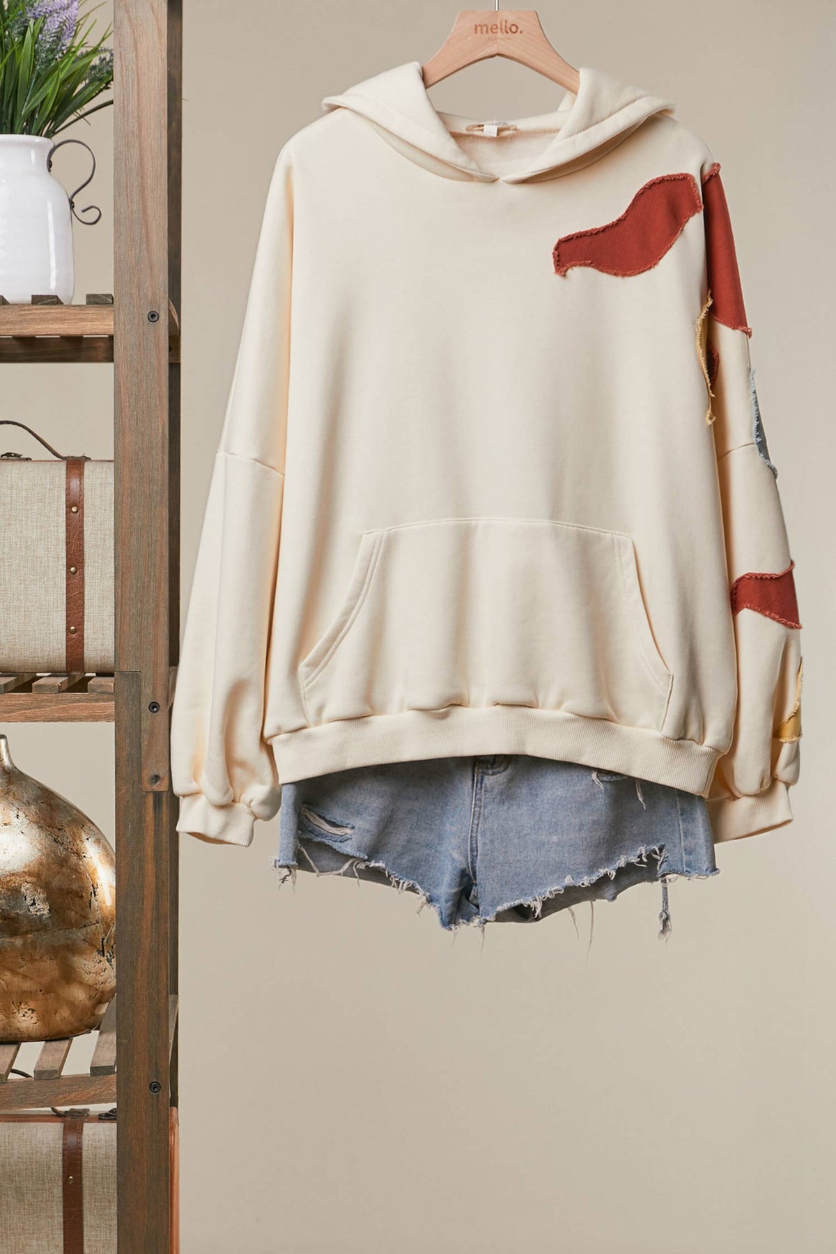 Mello. - Abstract Patch Hoodie with Kangaroo Pocket