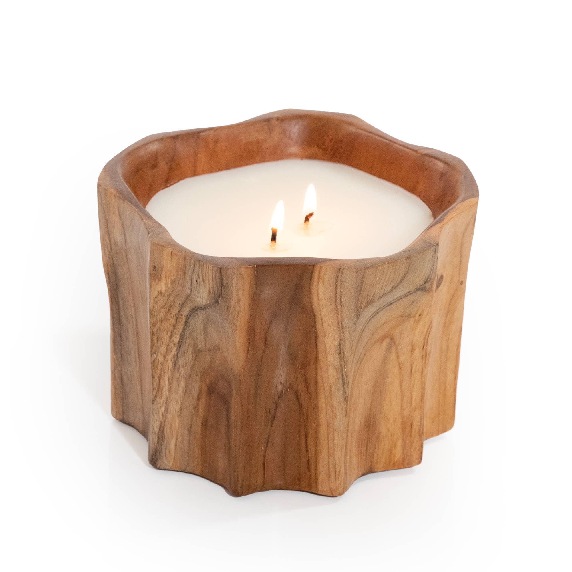Petite Teak Organic Bowl Candle