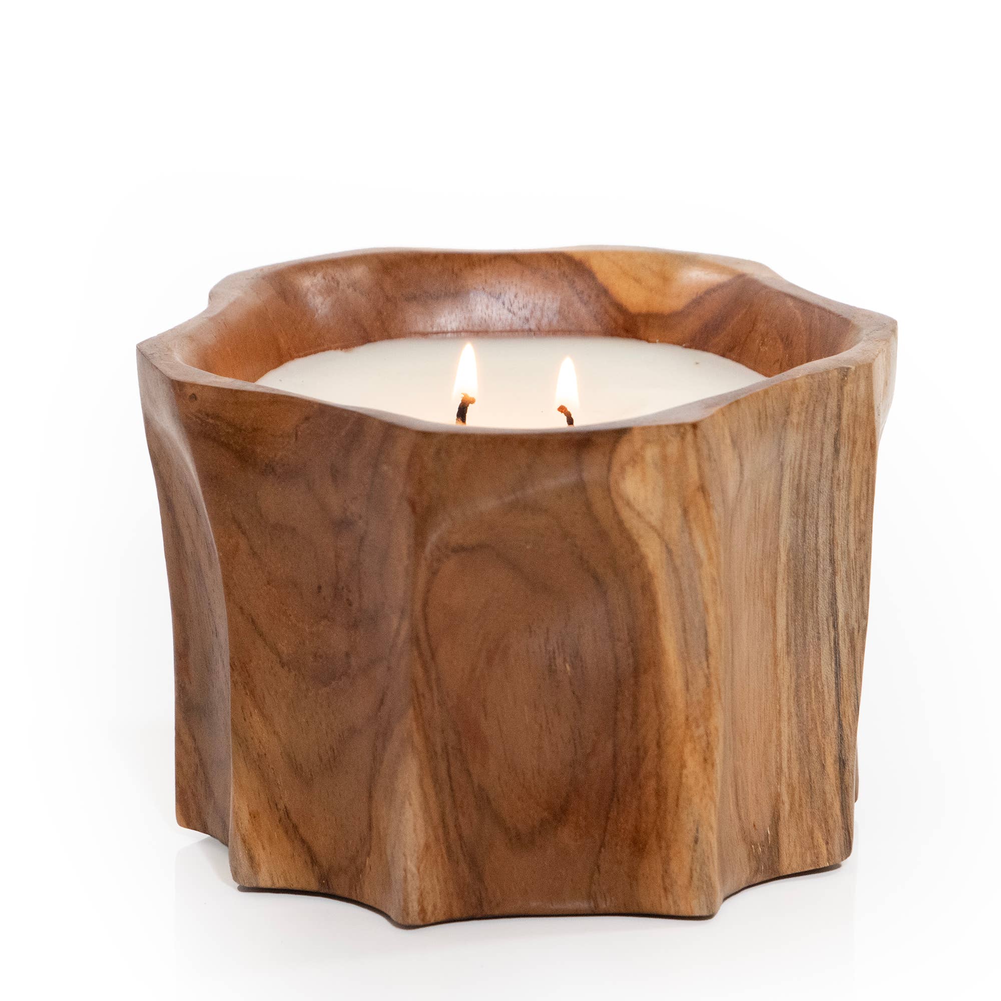 Petite Teak Organic Bowl Candle