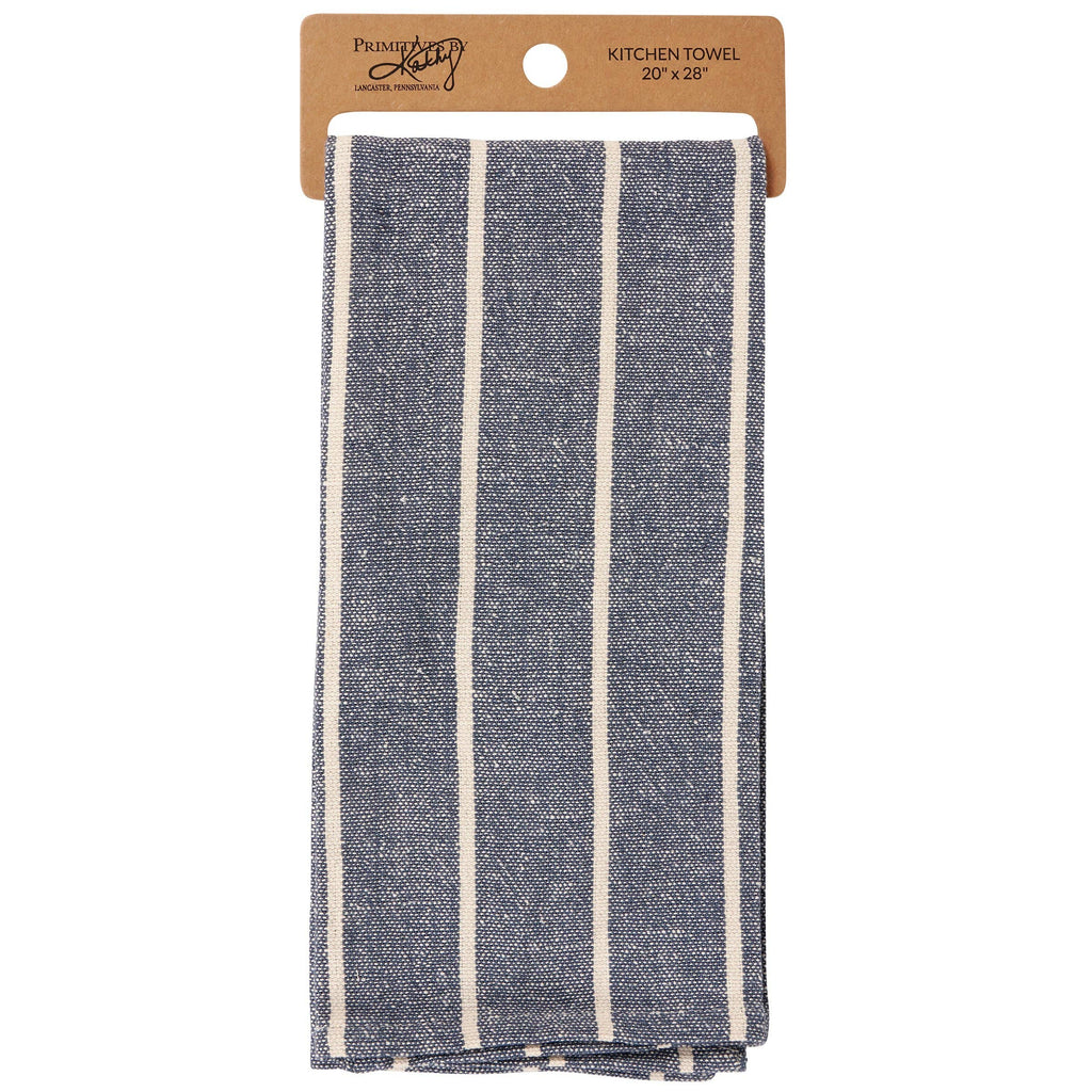 Primitives by Kathy - Blue Cream Stripe Kitchen Towel