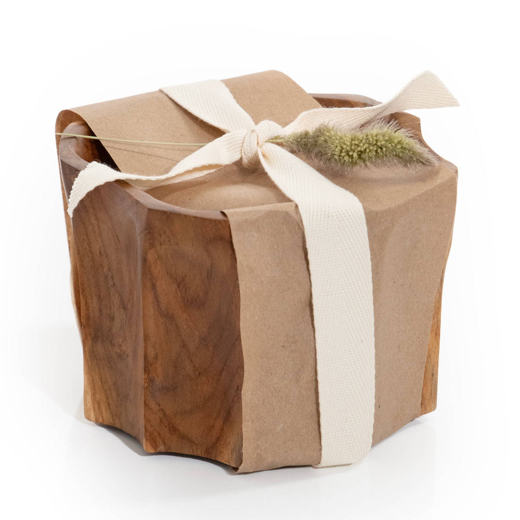 Petite Teak Organic Bowl Candle