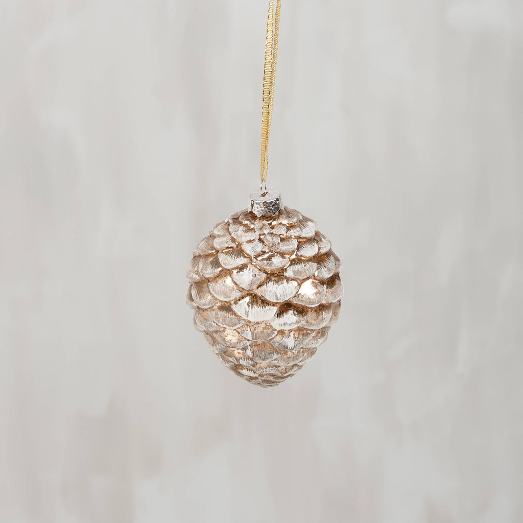 Primitives by Kathy - Glass Snowy Pinecone Christmas Ornament