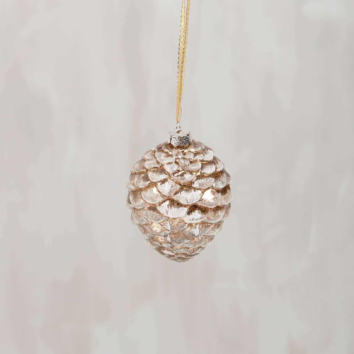 Primitives by Kathy - Glass Snowy Pinecone Christmas Ornament