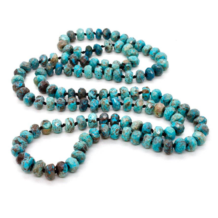 Hand-Knotted Long Faceted Jasper Beaded Necklace - NL-SSJP