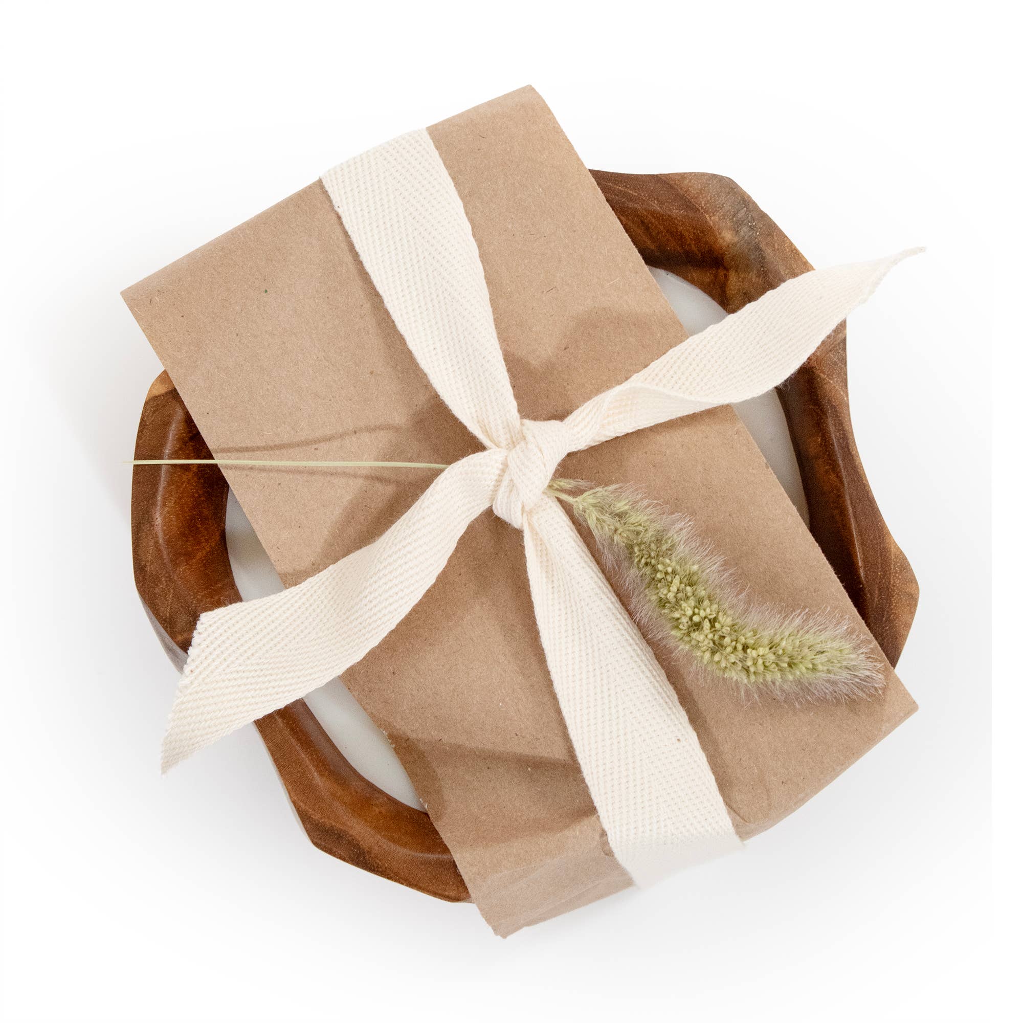 Petite Teak Organic Bowl Candle