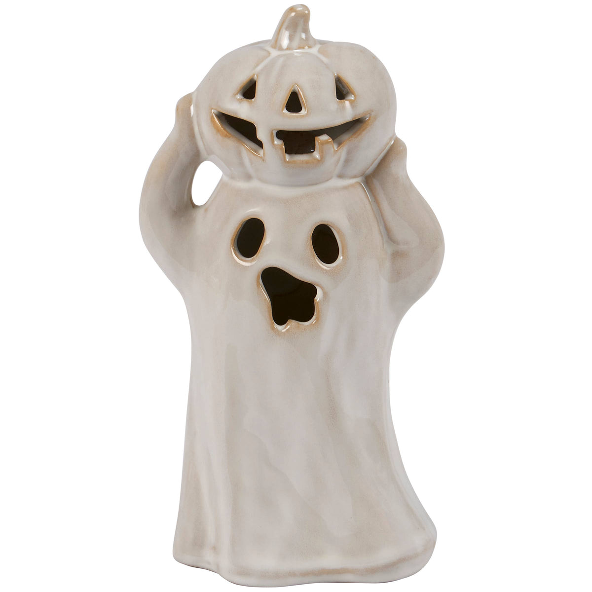 Primitives by Kathy - Lighted Pumpkin Ghost Figurine